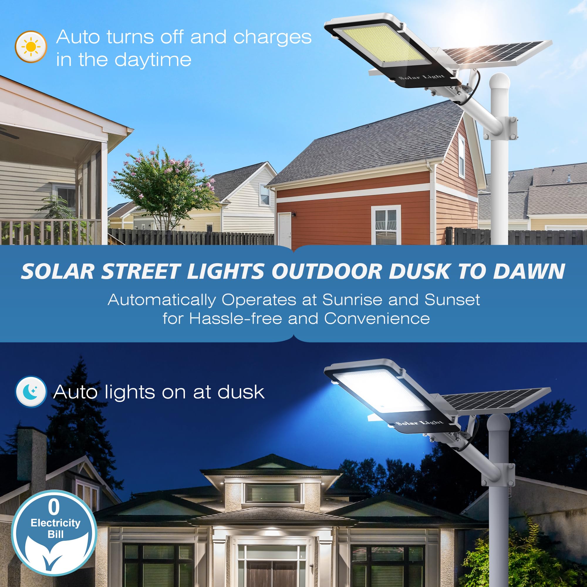 Sunwish 6000W Solar Street Lights Outdoor - 6500K LED Solar Lights for Parking Lots, Commercial Areas & Yards | IP66 Waterproof, High Brightness, Dusk to Dawn Lighting | Perfect for Pathways, Driveways & Security Lighting