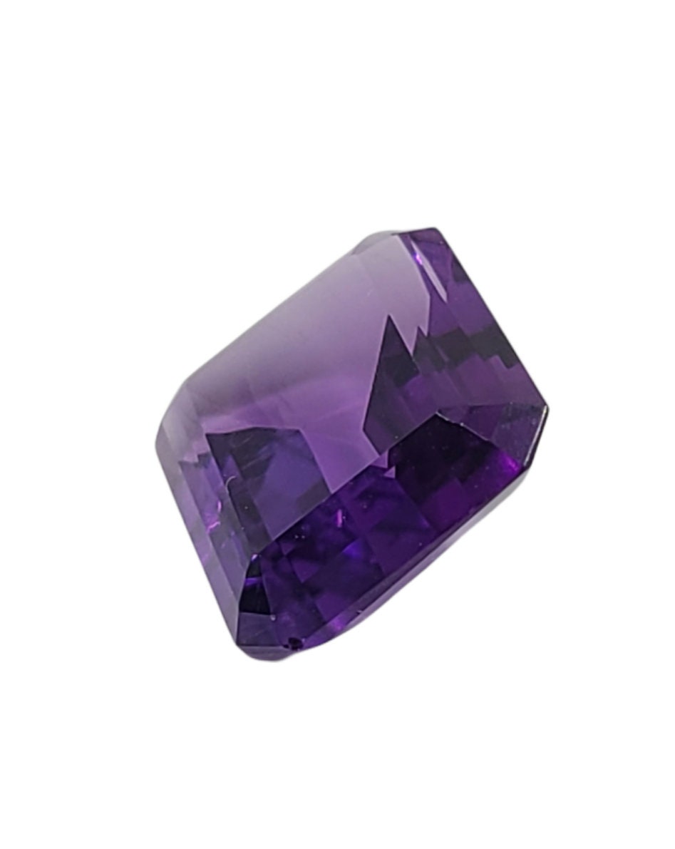 7.69ct Natural Brazilian Amethyst Loose Stone - 14x12mm Emerald Cut, VVS Clarity, Eye Clean, Vivid Purple Color - February Birthstone Gemstone for Jewelry Making, Wholesale (Perfect for Rings, Necklaces & Custom Designs)