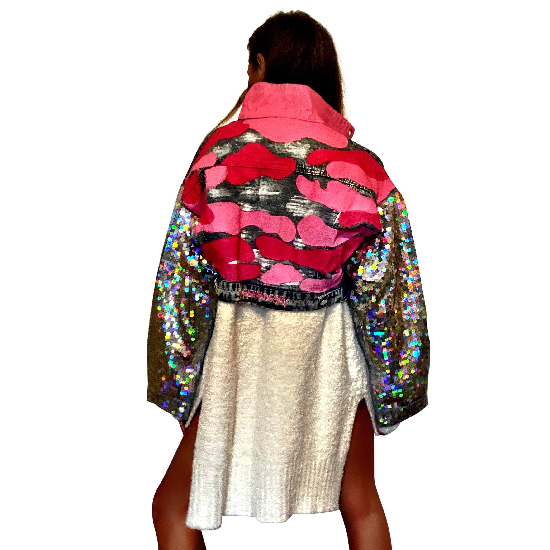 Blushing Camo Denim Jacket for Women - Trendy Camouflage Fashion Outerwear for Casual Wear & Street Style