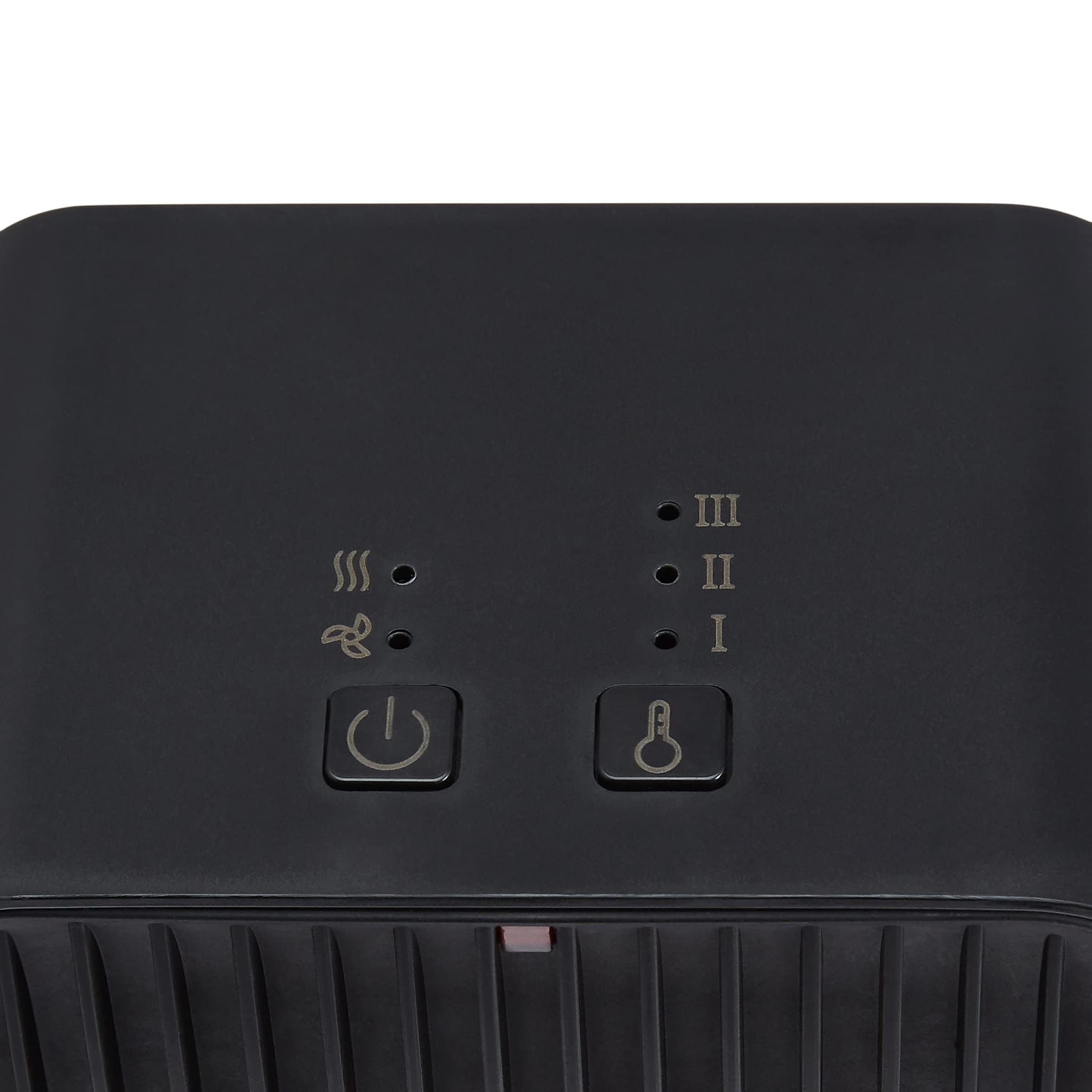 Amazon Basics Ceramic Space Heater - 520W Portable Electric Heater with 3 Heat Settings & Thermostat, Lightweight (1.7 lbs) for Bedroom, Office, Small Rooms - Black, 5.1