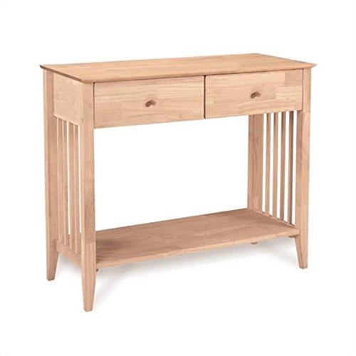 Pemberly Row Unfinished Wood Mission Style Console Table - Rustic Entryway, Hallway, or Living Room Furniture for Home Decor