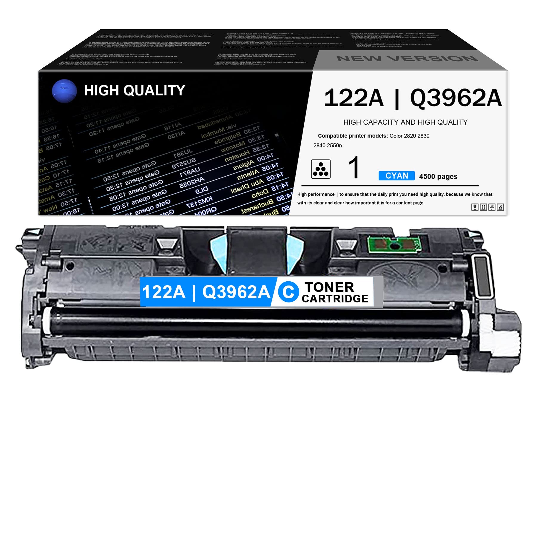 MSOTFUN Compatible 122A Q3961A Toner Cartridge Replacement for HP Color LaserJet 2820 2830 2840 2550n 2550L 2550Ln Printer - Cyan (1-Pack) | High-Yield Printing for Office Documents, Flyers & Home Use