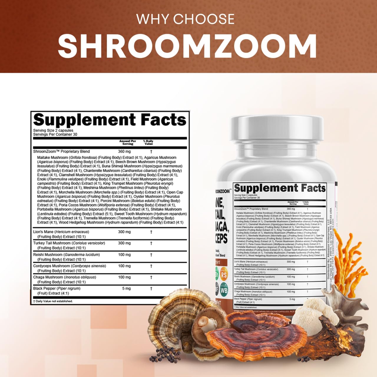 Premium Lions Mane Mushroom Supplement 20-in-1 Blend with Turkey Tail, Reishi, Cordyceps & 16 Medicinal Mushrooms - Immune Support, Brain Health & Energy Boost - Vegan Capsules for Focus, Memory & Wellness