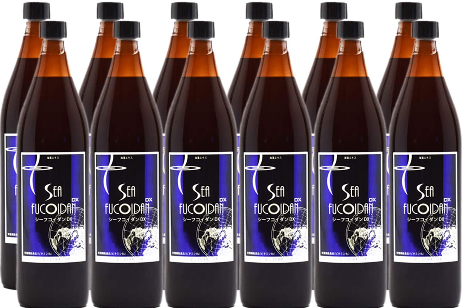 Sea Fucoidan DX 900ml × 12 Bottles - Sweetened Brown Algae Extract Supplement with Measuring Cup | Immune Support & Wellness Boost | Perfect for Daily Health Routine & Family Use