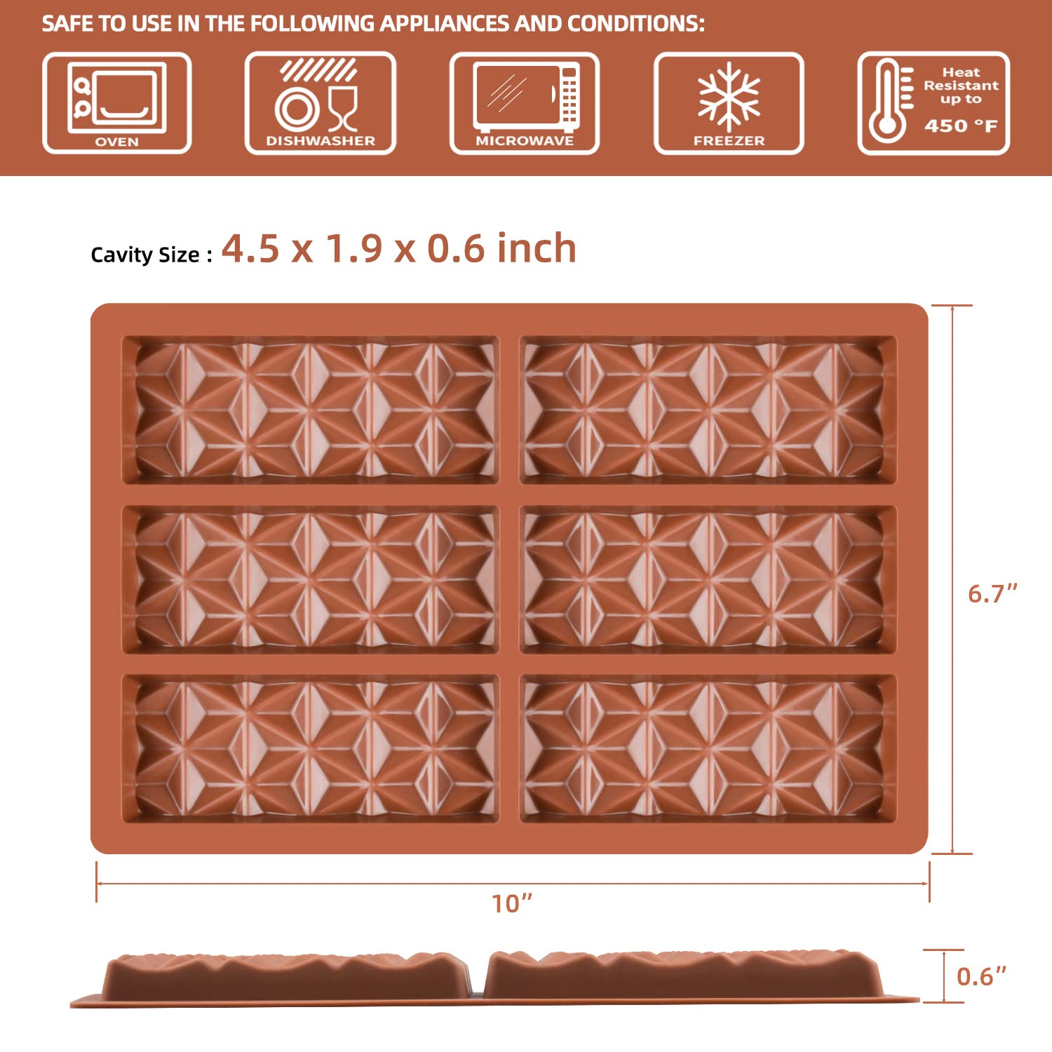 Premium 2-Piece Silicone Chocolate Molds Set - Deep Break Apart Candy Bar Molds for Baking, Wax Melts & DIY Crafts (Pyramid Shape) - Perfect for Valentine's Day Gifts, Birthday Parties & Holiday Treats