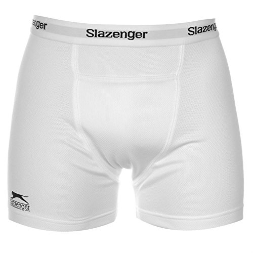 Slazenger Men's Cricket Box Shorts - Elastic Waist Comfort Underwear Trunks - Breathable White Sports Shorts for Cricket, Gym & Active Wear - Size S Small