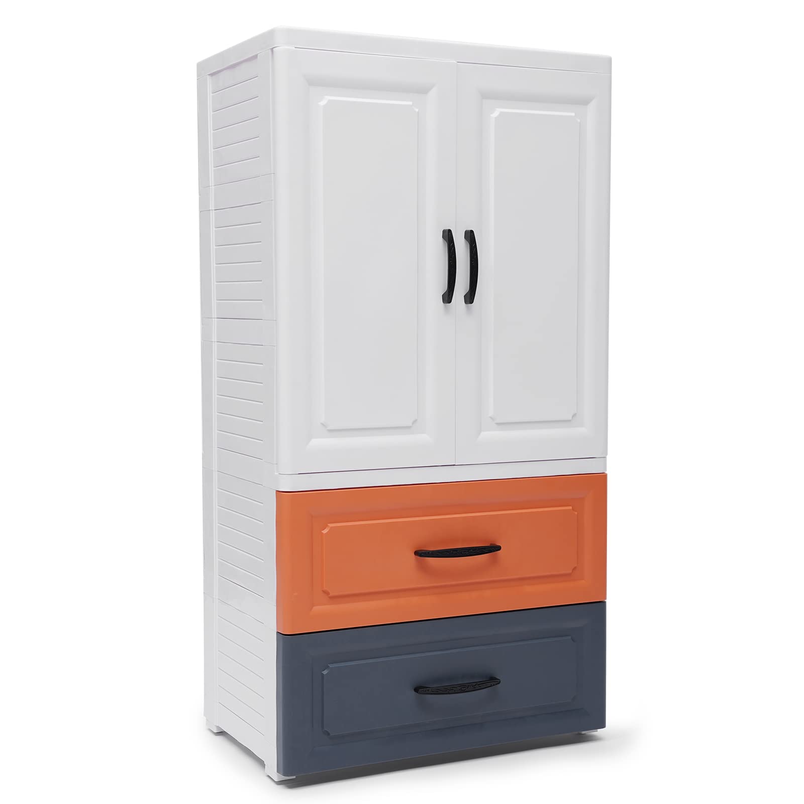 Eapmic 2-Drawer Plastic Storage Cabinet - Tall Standing Dresser for Bedroom, Closet & Nightstand (22.4 x 15.7 x 43.3 Inches) - Space-Saving Organizer for Clothes, Toys & Home Essentials - Available in 3 Colors