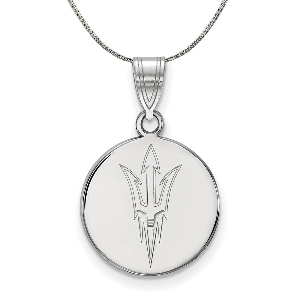 Black Bow Sterling Silver Arizona State Medium Disc Necklace - Perfect for Gifts, Graduation, and Everyday Wear