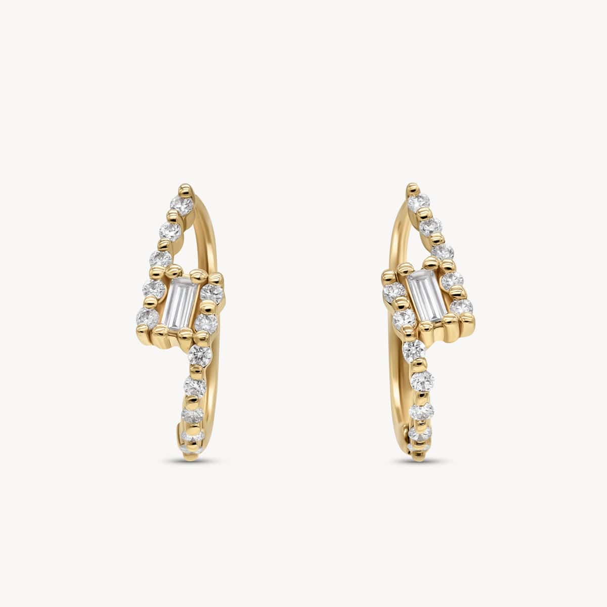 Diamond Baguette Huggie Hoop Earrings for Women - Elegant Cradle Design for Everyday Wear & Special Occasions