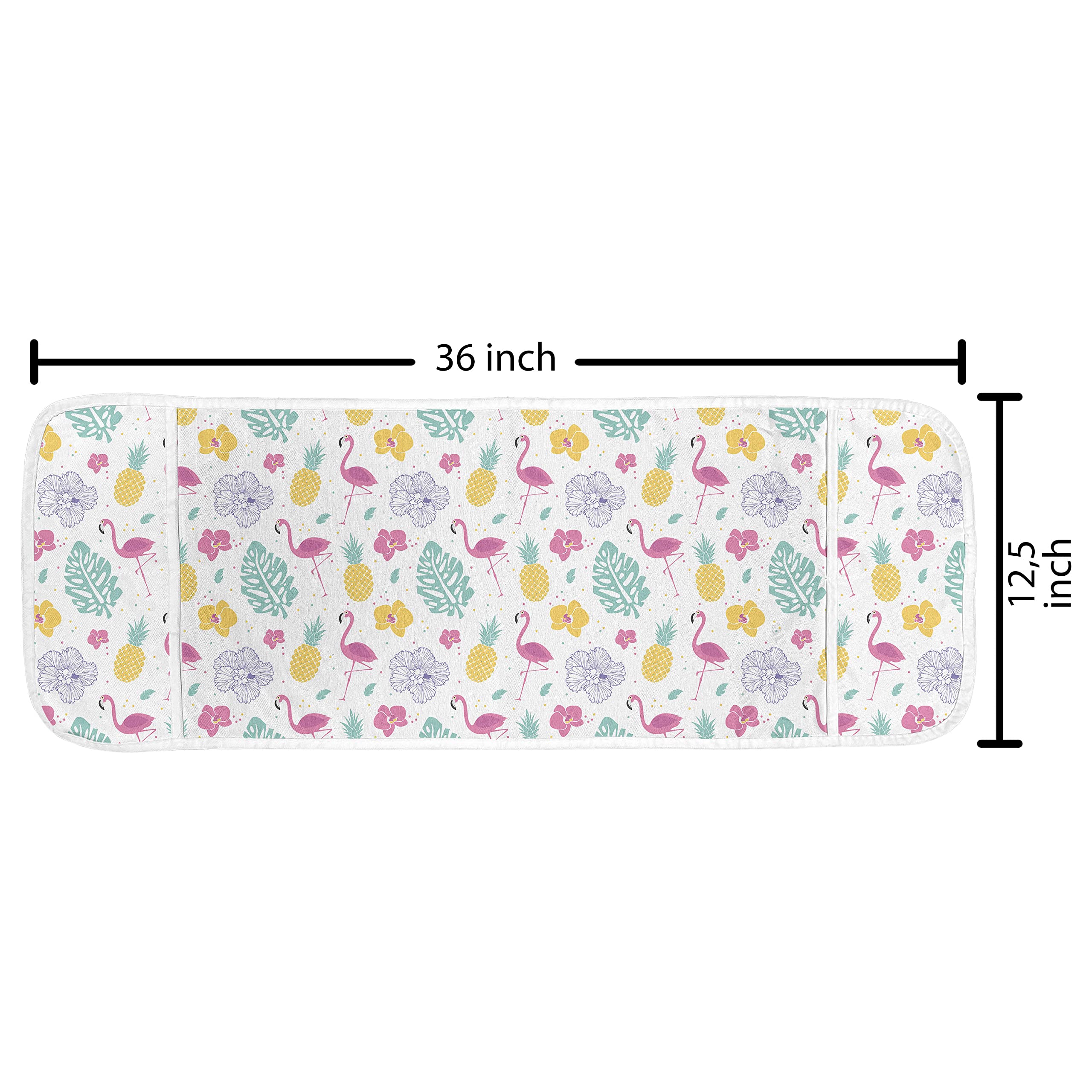 Ambesonne Luau Microwave Cover - Waterproof Kitchen Organizer with Pockets, Monstera Leaves & Flamingo Pineapple Design, 36