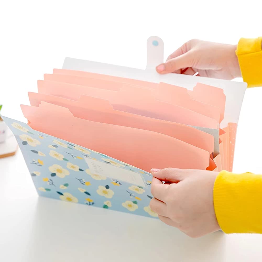 Expandable Plastic Snap Closure File Folder - 5 Pocket A4 Document Organizer for Office, School & Home (Yellow) - Perfect for Organizing Papers, Receipts & Important Documents