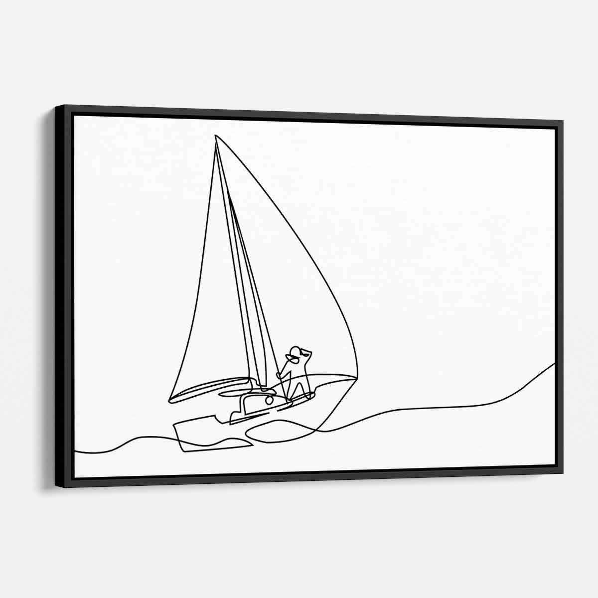 Black Sailboat Wall Art Canvas Print - 16x28 Inches Nautical Decor for Living Room, Bedroom & Office - Perfect Coastal Theme Home Decoration