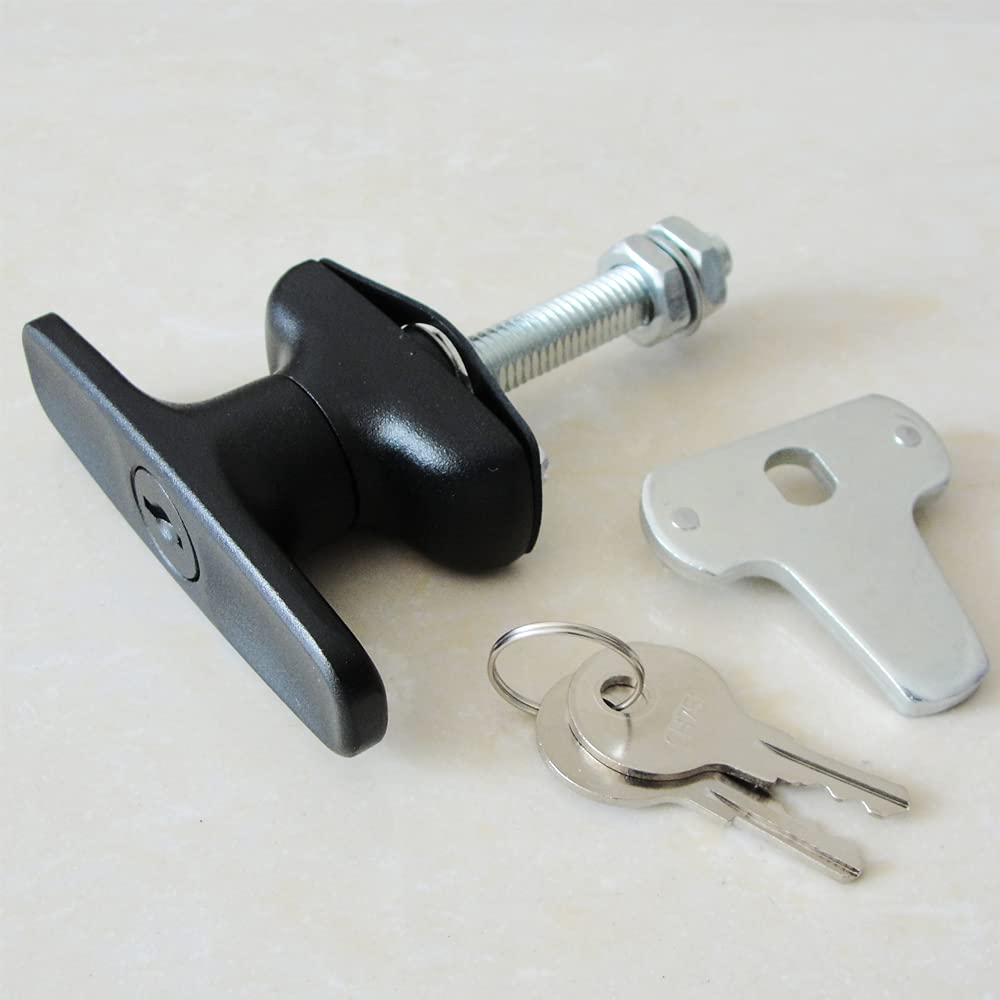 2PCS Heavy Duty T-Handle Lock Latch Kit - Secure Shed Door, Truck Cabinet, Garage & Camper Shell with Keys | Weatherproof Metal Lock for Outdoor Storage & RV Security