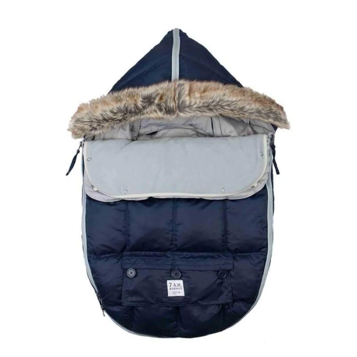7 A.M. Enfant Le Sac Igloo Baby Carrier - Navy Blue (0-6 Months) | Warm & Cozy Infant Sling for Winter Outings, Shopping & Family Walks