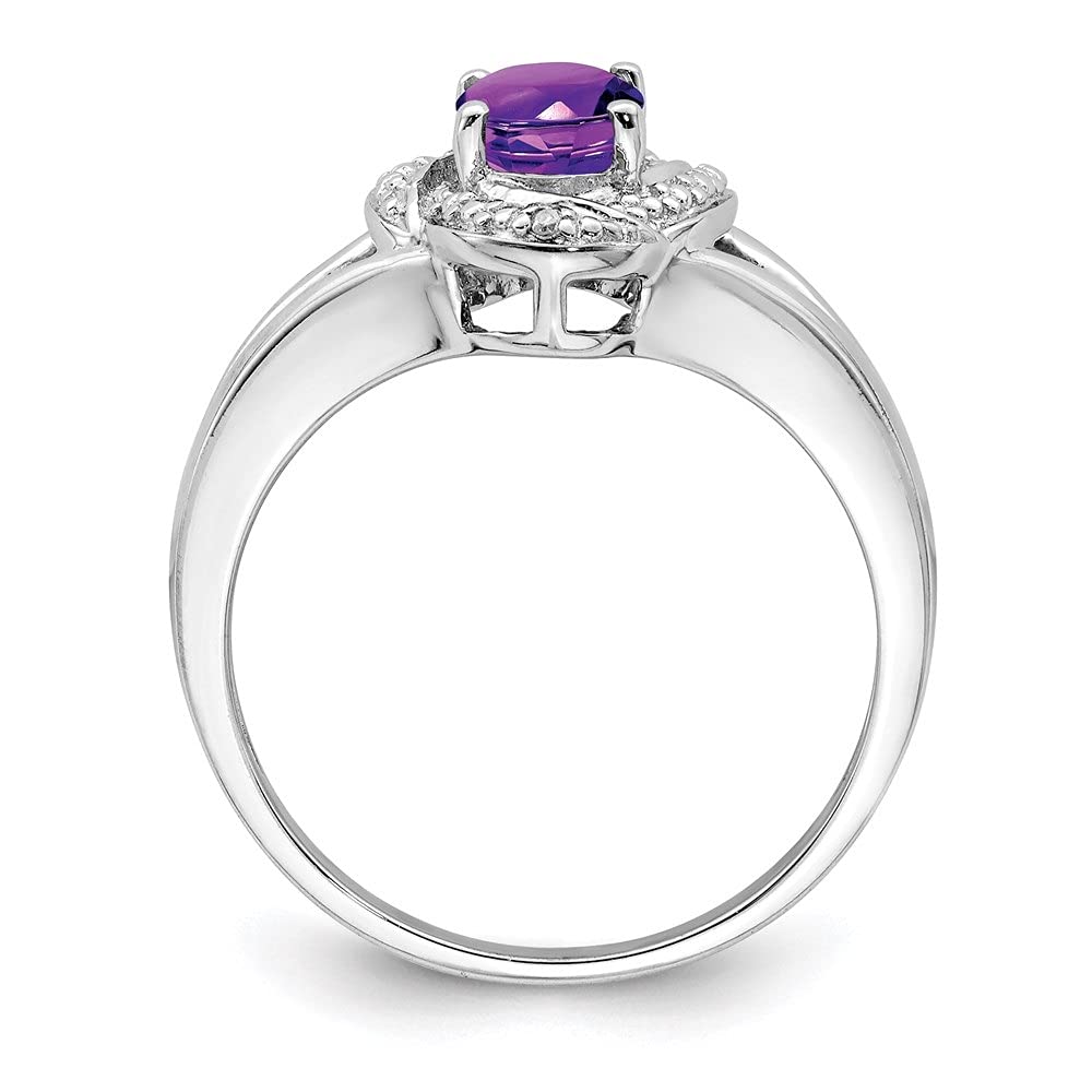 0.76ct Oval Cut Amethyst & Diamond Engagement Ring for Women - Vintage Inspired Wedding Band, Anniversary Gift, Valentine's Day Present - Perfect for Proposals, Bridal Jewelry & Special Occasions