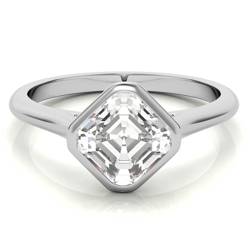 3 CT Asscher Cut Colorless Moissanite Engagement Ring for Women - Sterling Silver/Solid Gold Wedding Bridal Set with Diamond Solitaire Bezel Setting | Perfect for Proposals, Anniversaries & Special Occasions