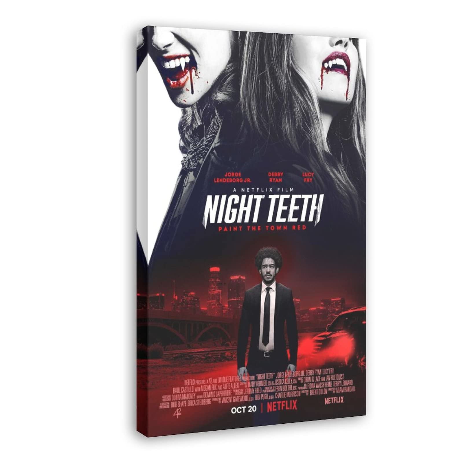 Night Teeth Movie Poster Wall Art Canvas Print - 08x12inch (20x30cm) Framed Decor for Bedroom, Office & Gifts - Perfect for Movie Lovers & Home Theater Rooms