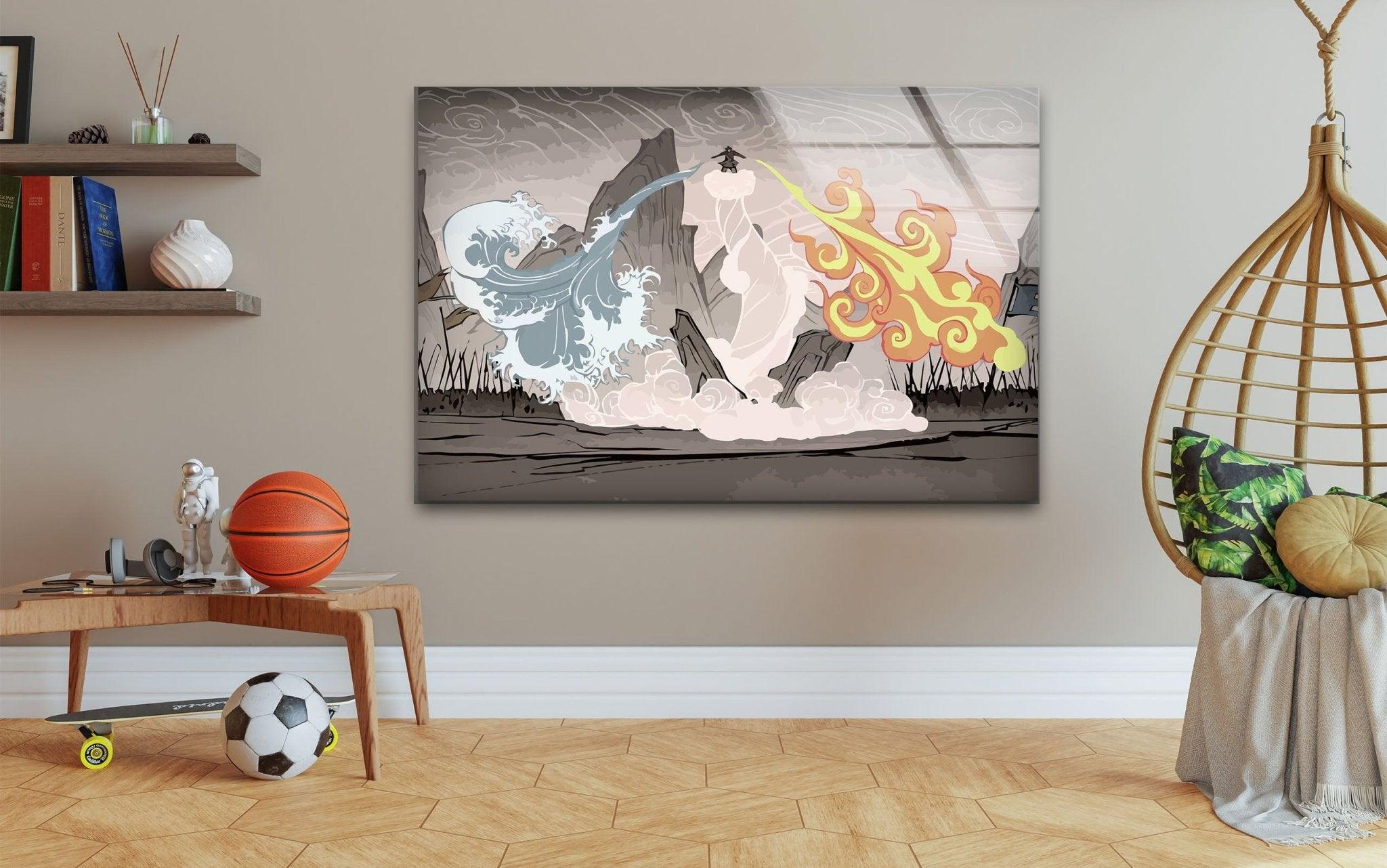 The Last Airbender Anime Glass Wall Art - Stunning Decor for Living Room, Bedroom & Office | Perfect Gift for Avatar Fans