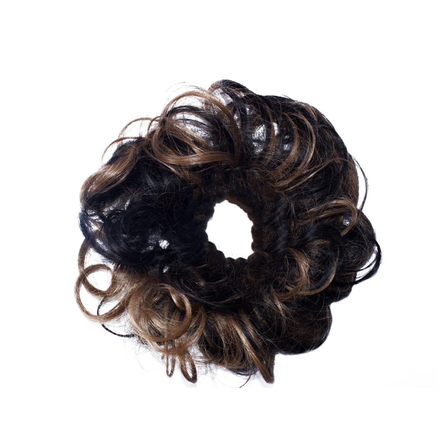 Messy Bun Hair Extension Scrunchie - 2-Pack Synthetic Hair Bun for Women & Girls with Golden Highlights | Perfect for Parties, Weddings & Everyday Styling