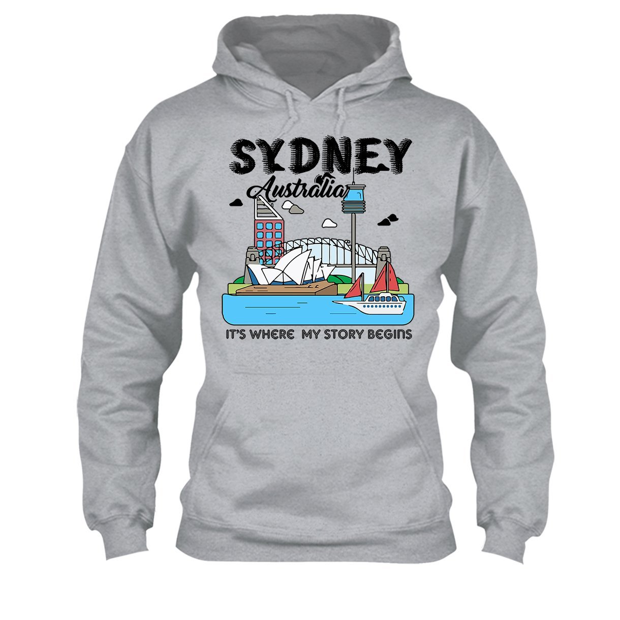 Big Grey Sydney Australia T-Shirt for Men - Comfortable Cotton Tee for Travel, Casual Wear & Gifts