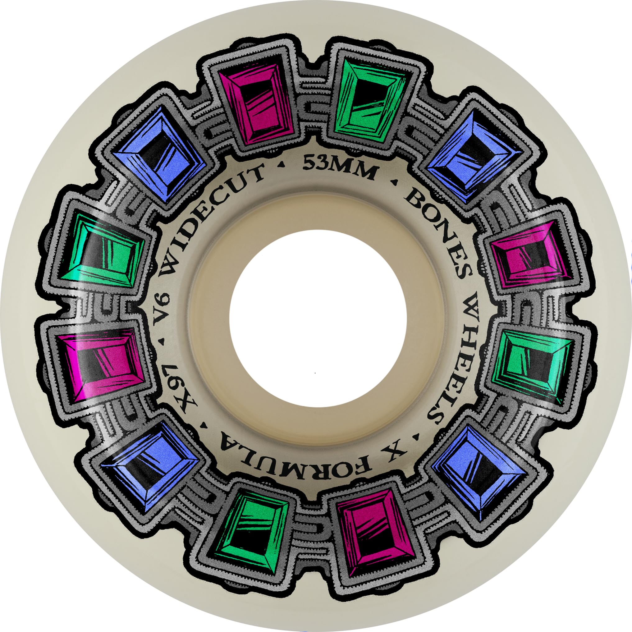 Bones X-Formula 97A Skateboard Wheels - High Performance 54mm Wheels for Street & Park Skating - Smooth Ride for Tricks & Cruising