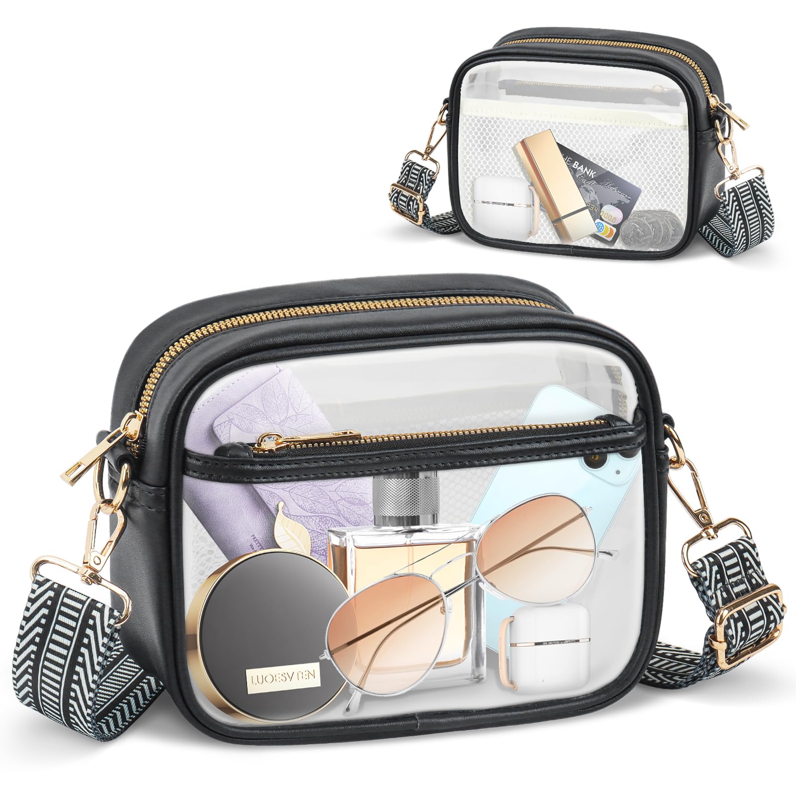 MOMSIV Clear Stadium Bag - Approved Clear Purse for Concerts, Sports & Events - Adjustable Strap Clear Tote for Women & Men - Perfect for NFL Games, Music Festivals & Theme Parks