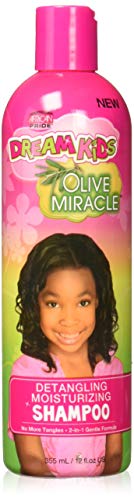 African Pride Dream Kids Olive Miracle Detangling Shampoo for Kids - 12 oz | Gentle Hair Care for Curly & Coily Hair | Perfect for Daily Use & Post-Swim Detangling