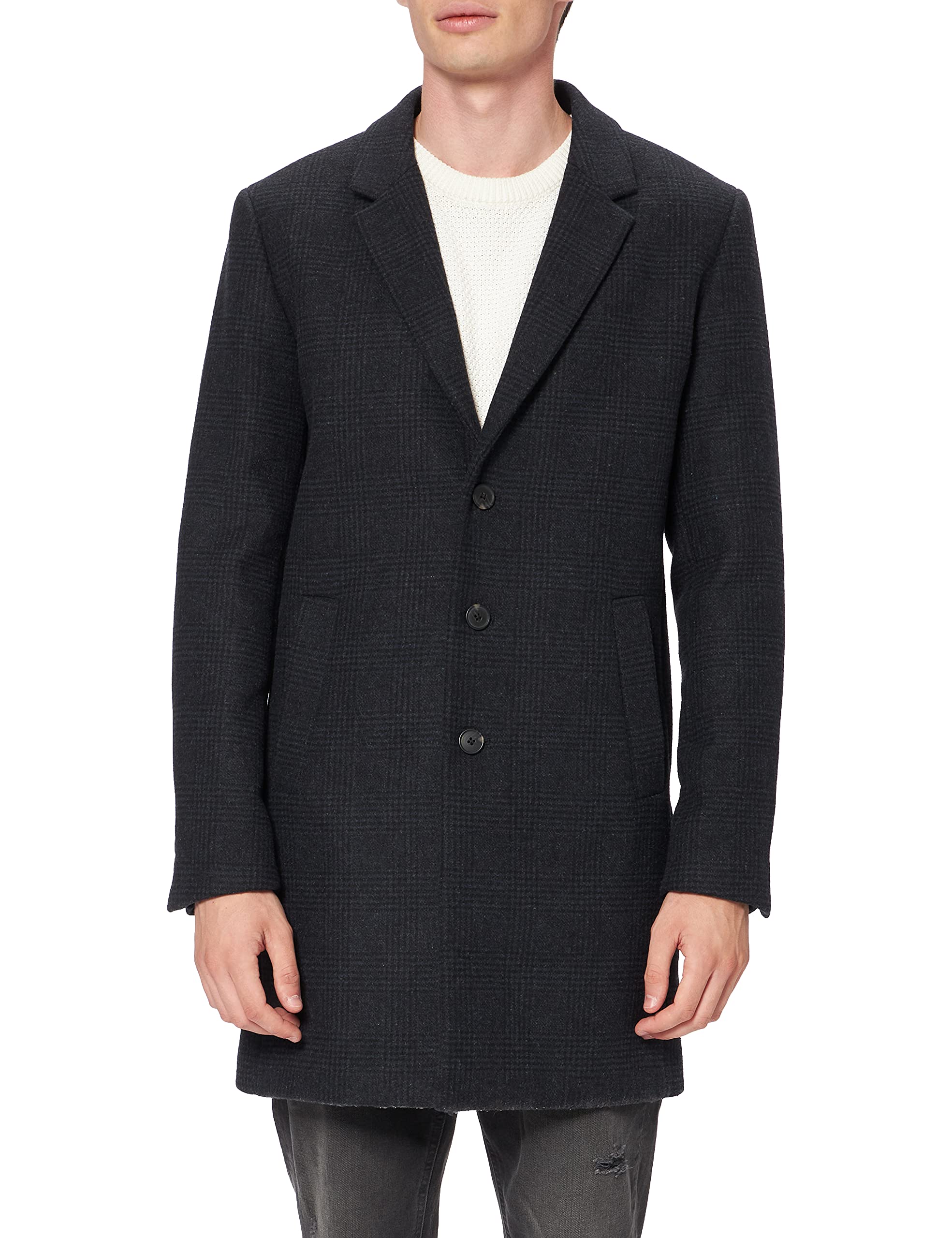 JACK & JONES Men's Wool Coat - Slim Fit Winter Overcoat for Business & Casual Wear | Warm & Stylish Outerwear for Office, Dating & Travel