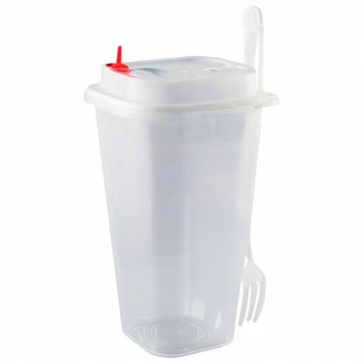Restaurantware 24oz Clear Plastic Salad Lunch Containers with Lids & Forks - 100 Pack | Includes Sipping Hole with Heart Plug & Straw Slot | Recyclable To-Go Food Containers for Office, Picnics & Meal Prep