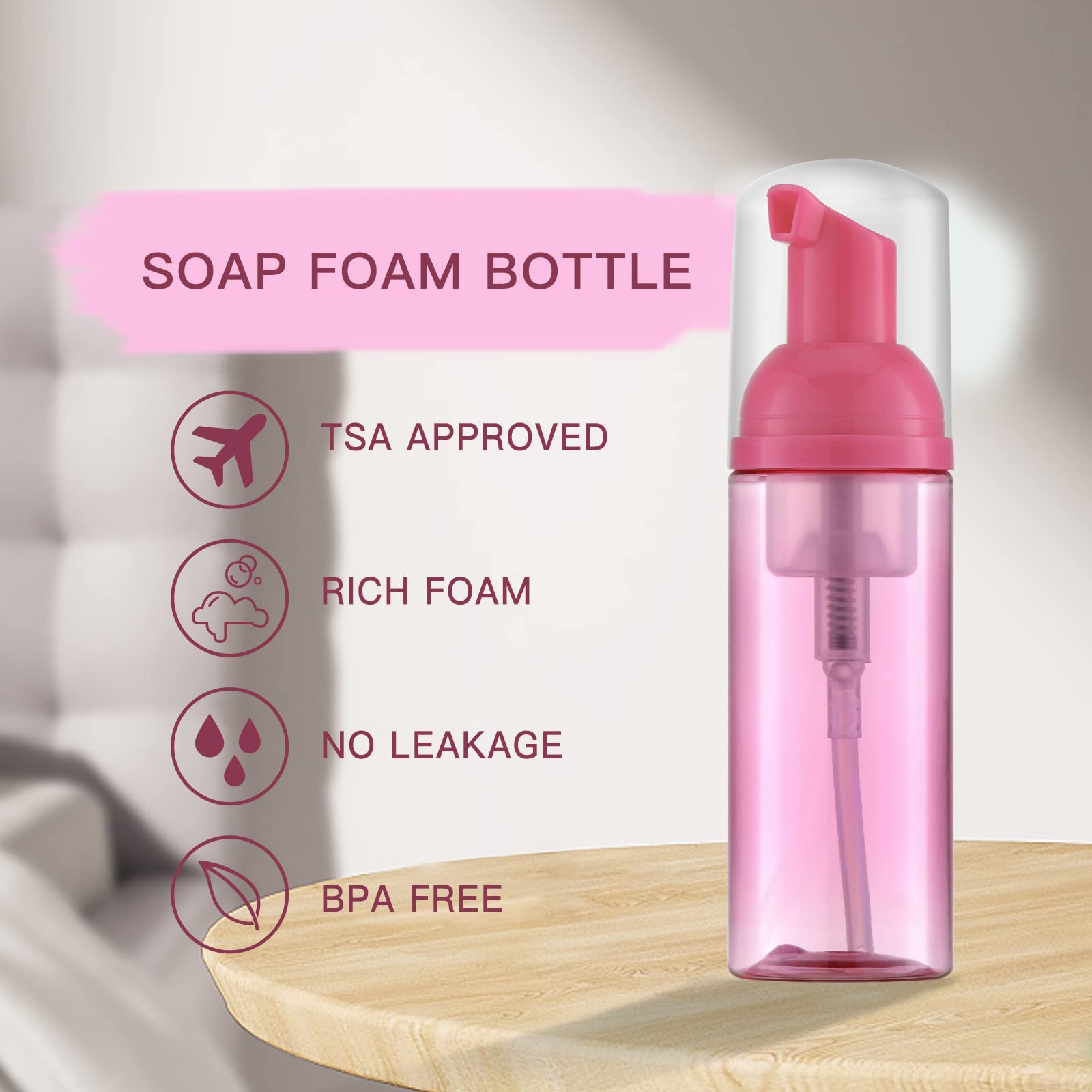 Tekson 30PCS Empty 2 oz Travel Foam Soap Bottles - Refillable Foaming Lash Shampoo & Cleanser Dispensers (Red) | Perfect for Travel, Salon, Home & DIY Beauty Products
