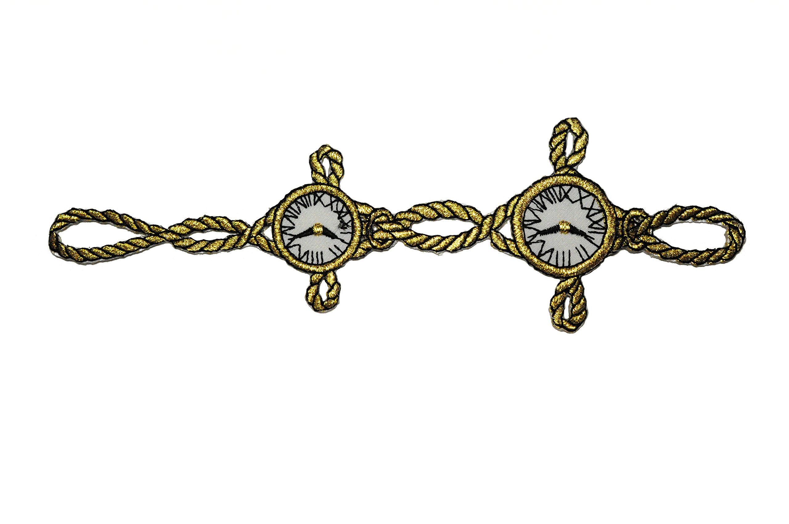 Vintage Gold Metallic Chain Pocket Watch Iron-On Patch - Steampunk Costume Accessory for Jackets, Vests & DIY Crafts
