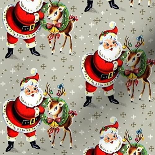 Santa Deer Printed Minky Fabric Fat Quarter - Soft Plush for Sewing Baby Blankets, Quilt Backing & DIY Crafts - Perfect for Holiday Decor, Nursery Projects & Cozy Home Textiles
