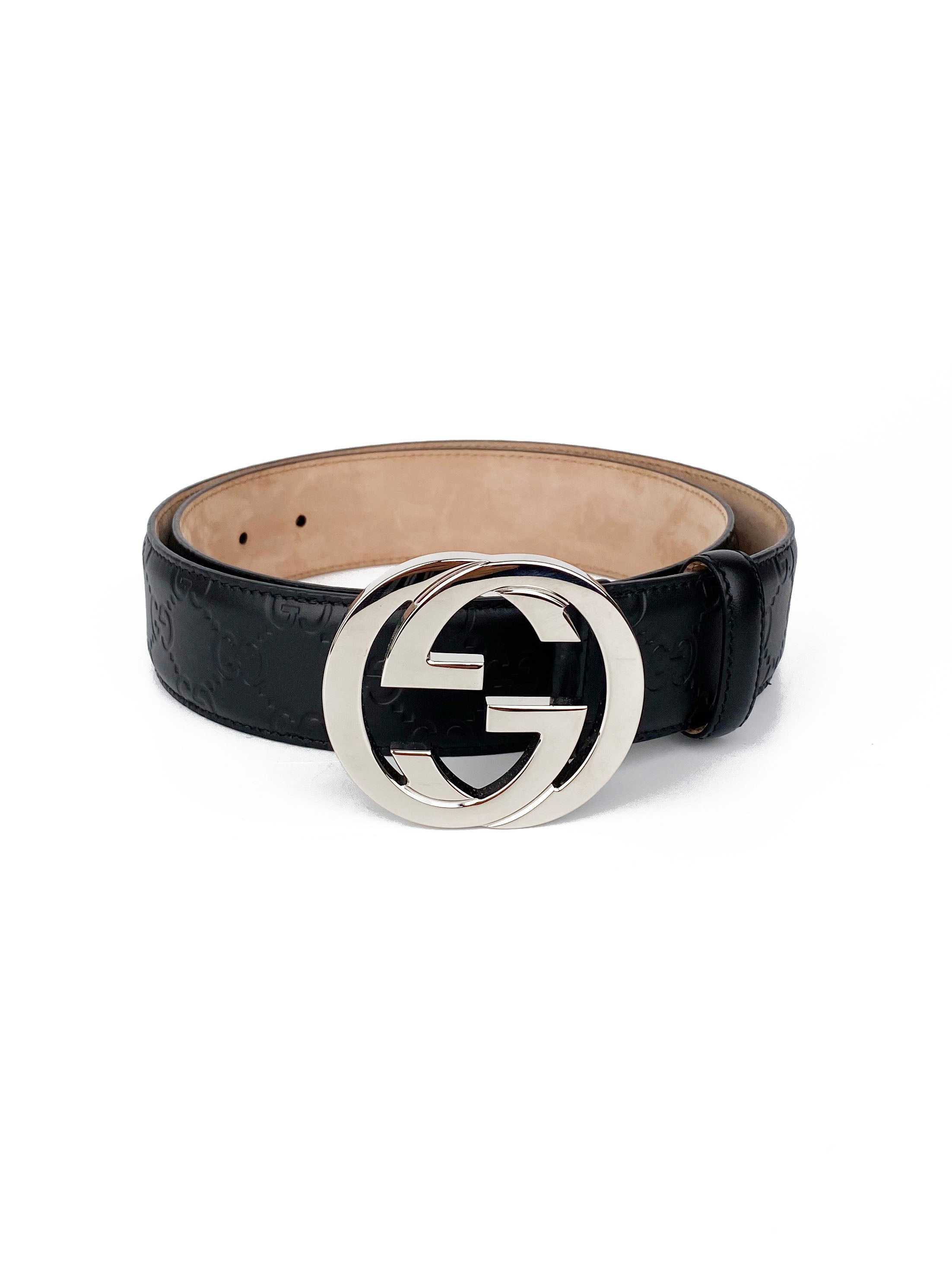 Gucci Men's Black Leather Belt with Signature GG Buckle - Stylish & Durable for Casual & Formal Outfits