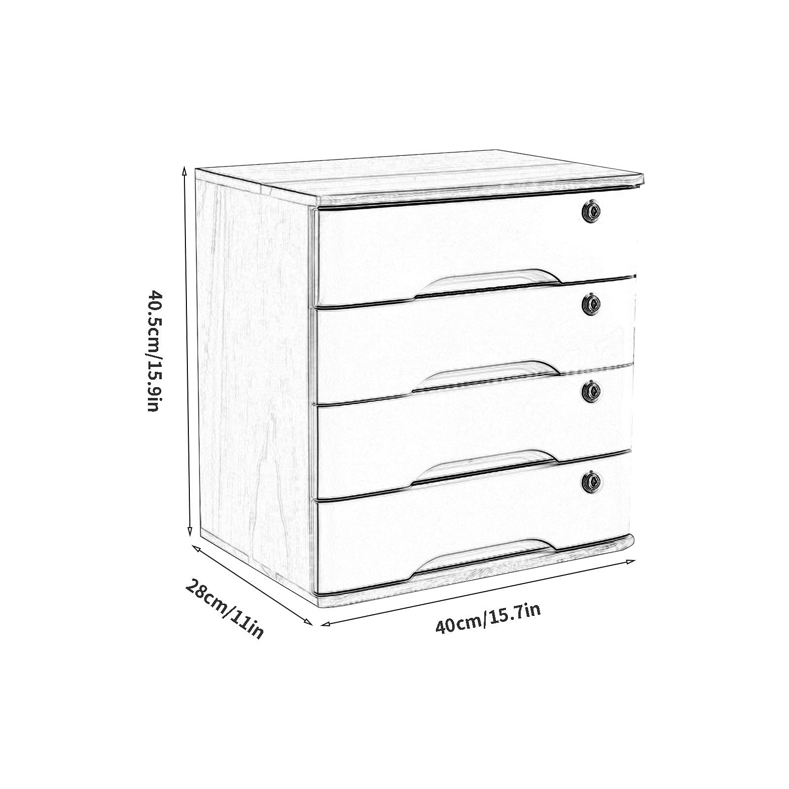 JAEFIT Solid Wood Desktop File Cabinet with Lockable Drawers - 1/2/3/4 Tier Flat File Storage Box for Office Organization | Home Office Desk Organizer for Documents, Artwork & Stationery