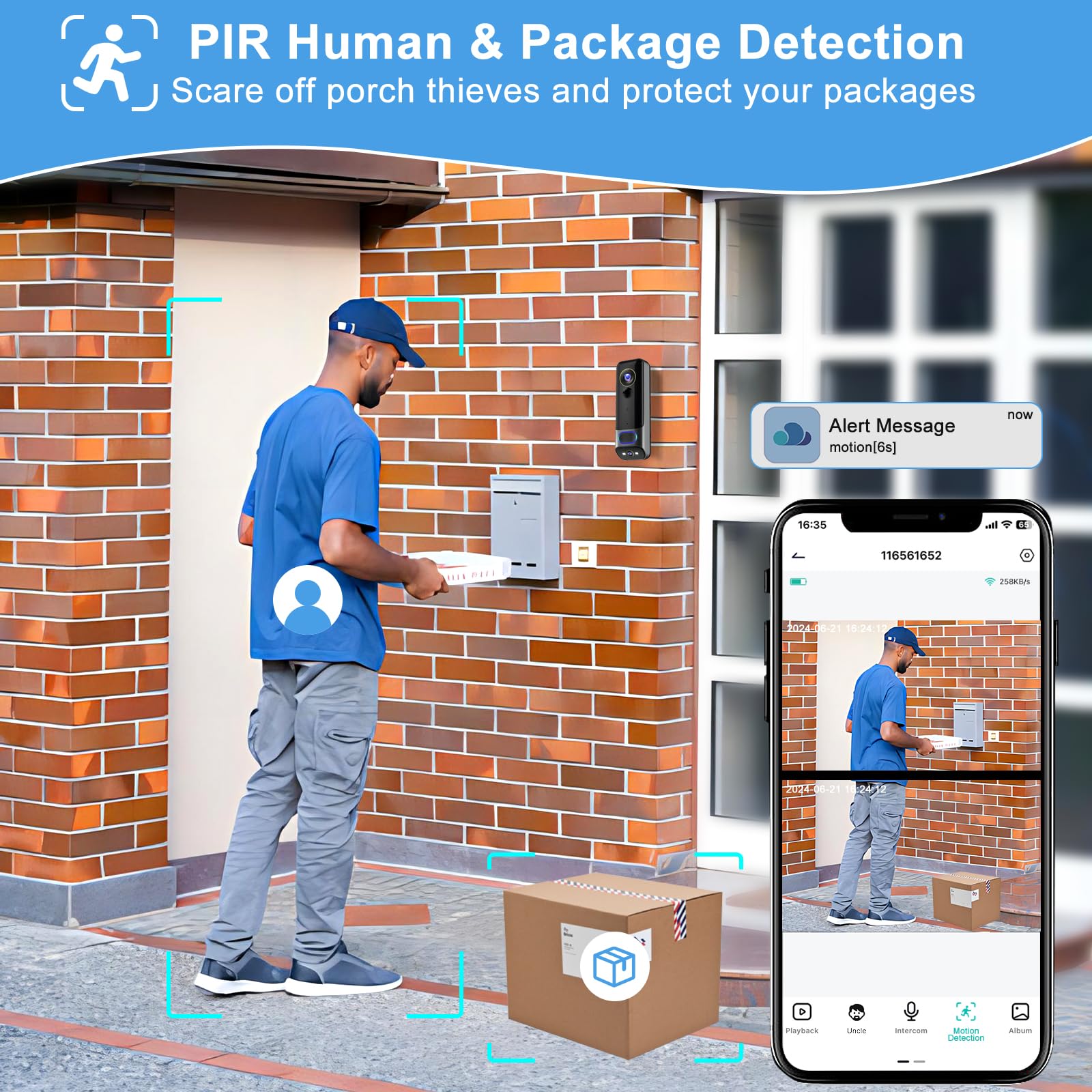 Wireless Video Doorbell Camera with Dual Cameras, Chime, 2-Way Audio, Human Detection & Night Vision - No Subscription Required | Ideal for Home Security, Package Delivery Monitoring & Smart Doorbell System