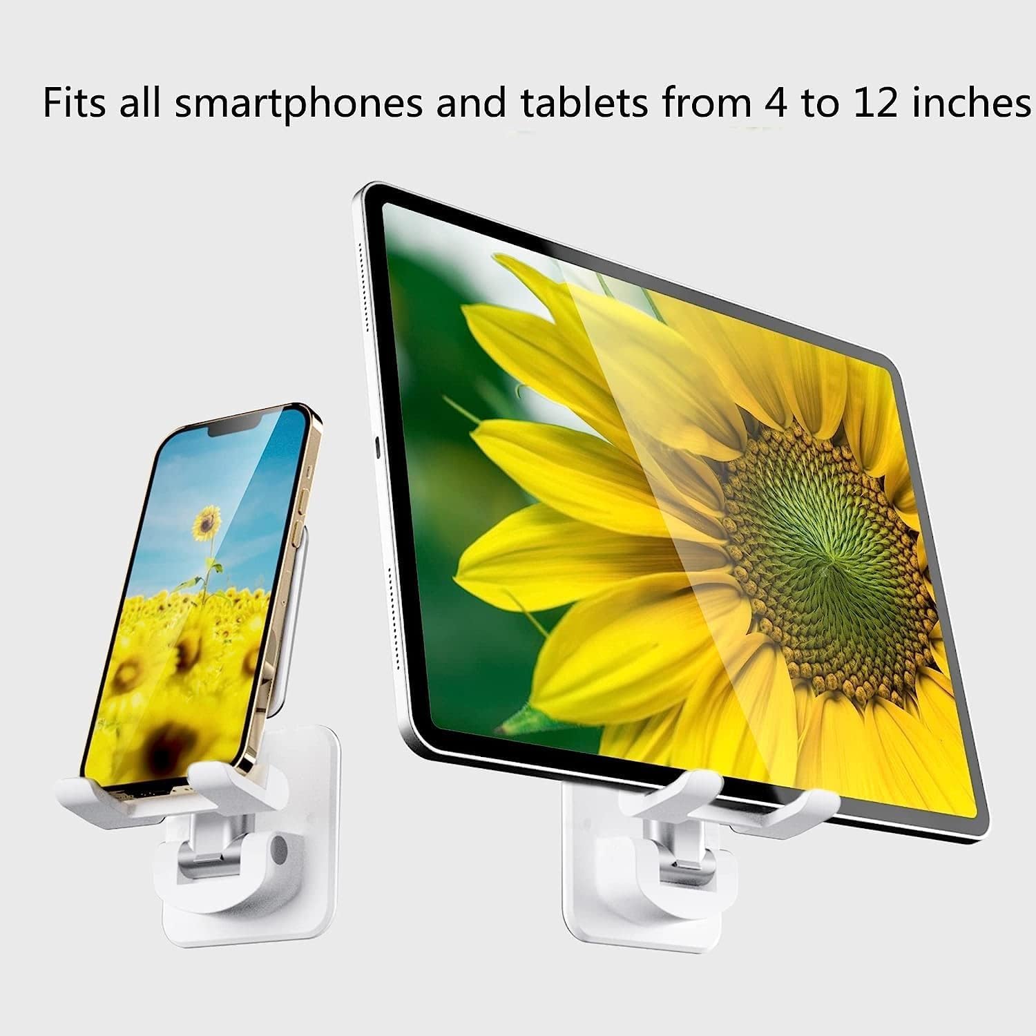 (1 Pack) White Wall Mount Phone Holder - Extendable Adjustable Cellphone Stand for Desk, Mirror, Bathroom, Bedroom, Kitchen & Office - Compatible with iPhone & All Smartphones/Tablets - Perfect for Hands-Free Viewing While Cooking, Working & Relaxing