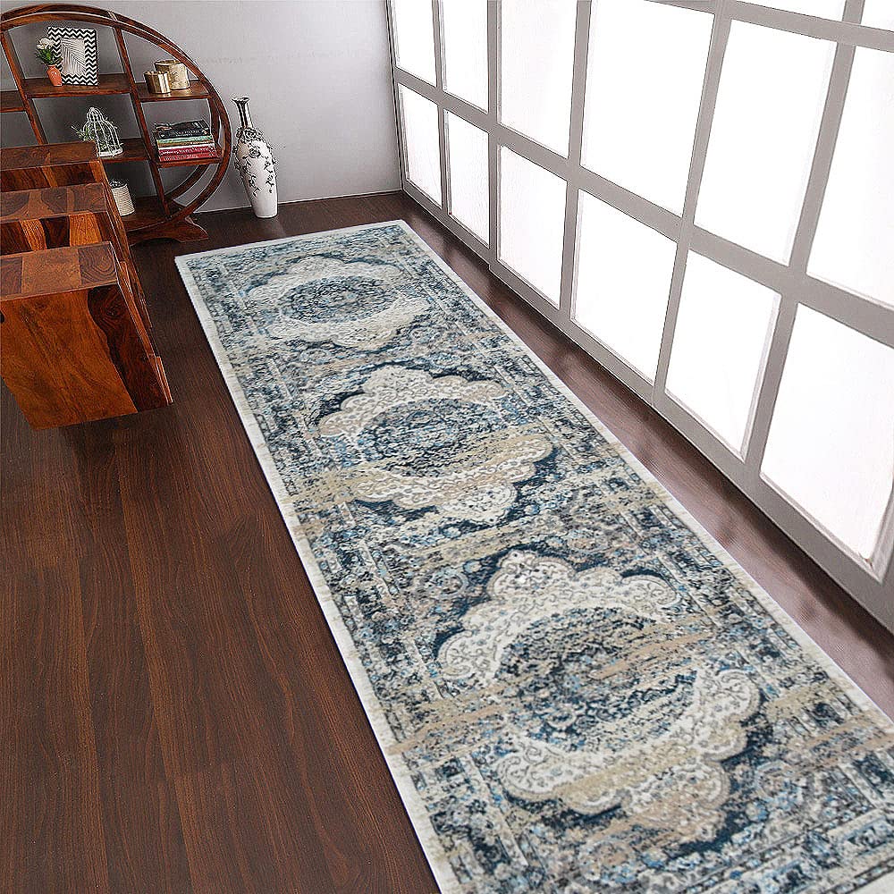 Machine Made Polyester Area Rugs 2'6''x9'10'' Runner - Multicolor Classic Oriental Traditional Design Low Pile Carpet for Living Room, Bedroom & Hallway (M00104)