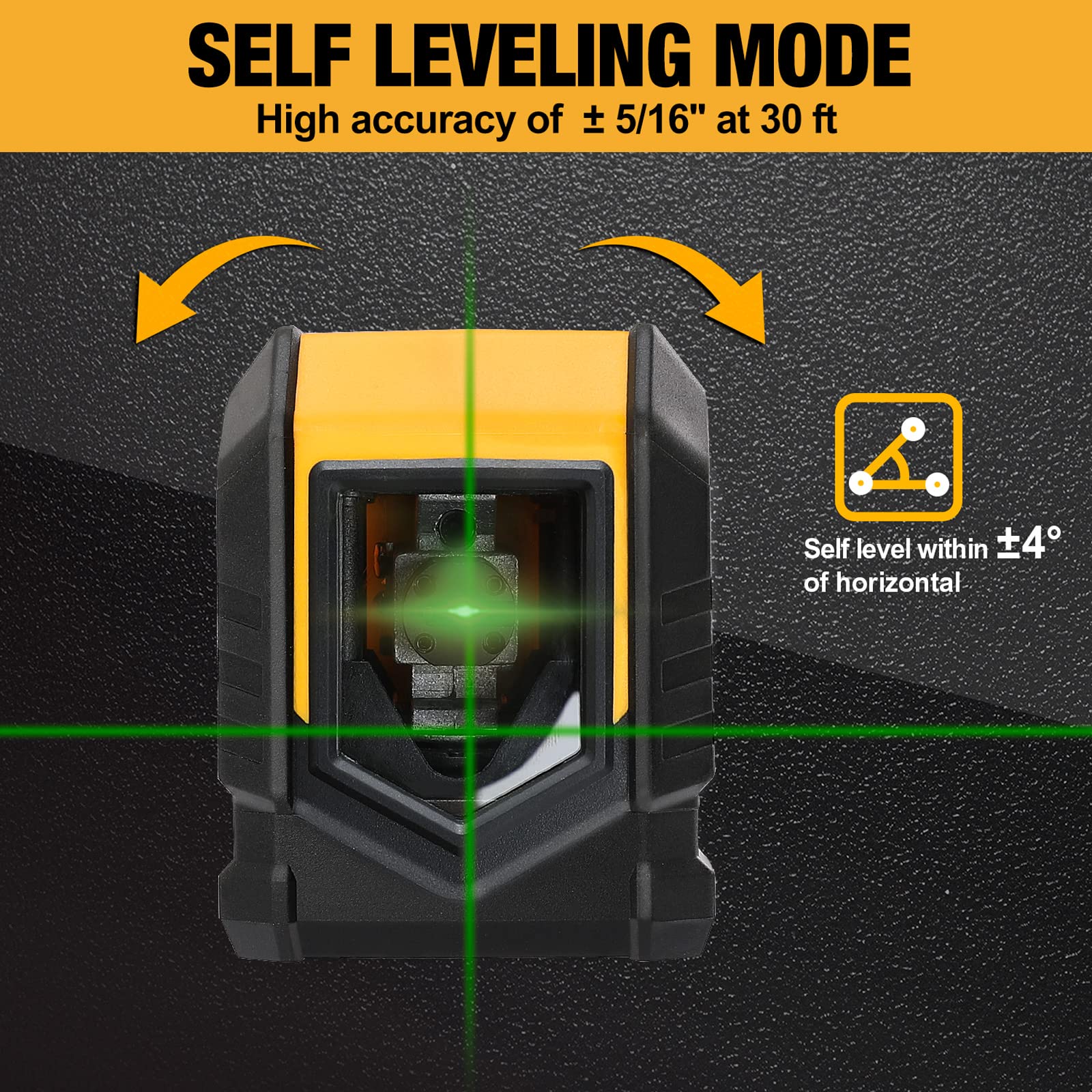 PREXISO 65Ft Self-Leveling Green Laser Level with Tripod - Cross Line Laser Leveler for Hanging Pictures, Home Renovation, Construction - Includes LED Indicator & 2 AA Batteries (26 inch Tripod) - Perfect for DIY Projects, Wall Mounting, and Professional Use