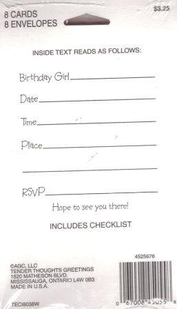 8-Pack Girls Birthday Party Invitation Cards - 'It's a Birthday Party & You're Invited!' - Perfect for Kids' Birthday Celebrations & Special Events