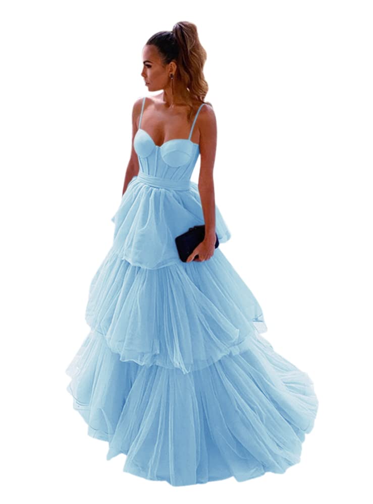 XJLY Sexy Corset Prom Dress - Tulle Spaghetti Straps Ruffled Princess Evening Gown for Women | Perfect for Homecoming, Formal Parties & Special Occasions
