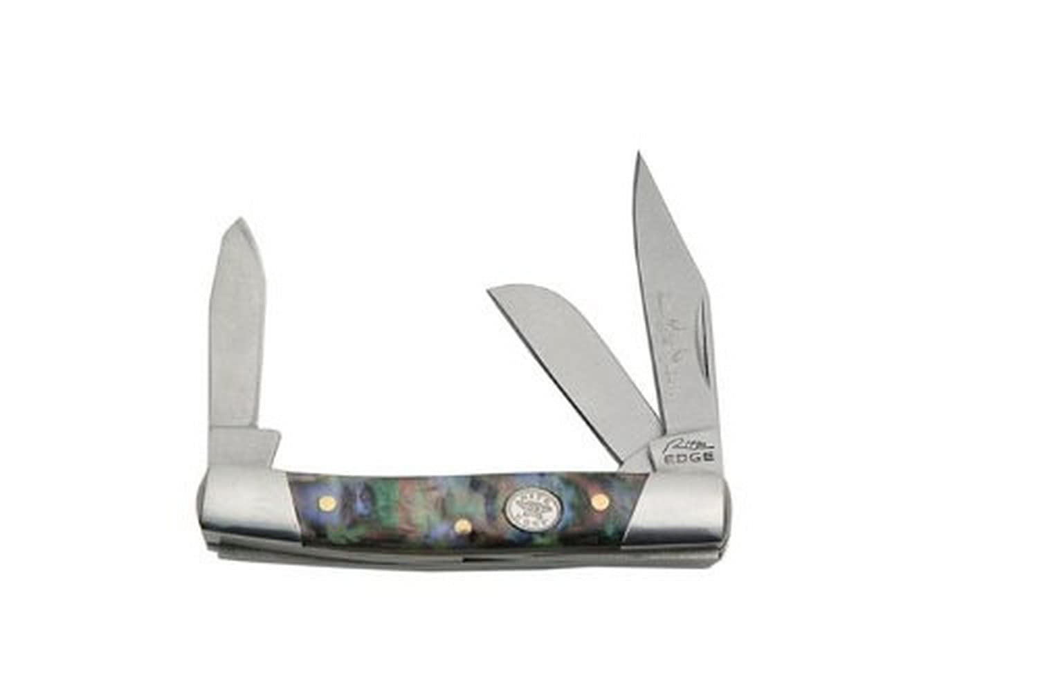 Rite Edge Pearl Stockman Folding Knife with 3 Blades - Purple Handle for Camping, Hiking & Everyday Carry (EDC)