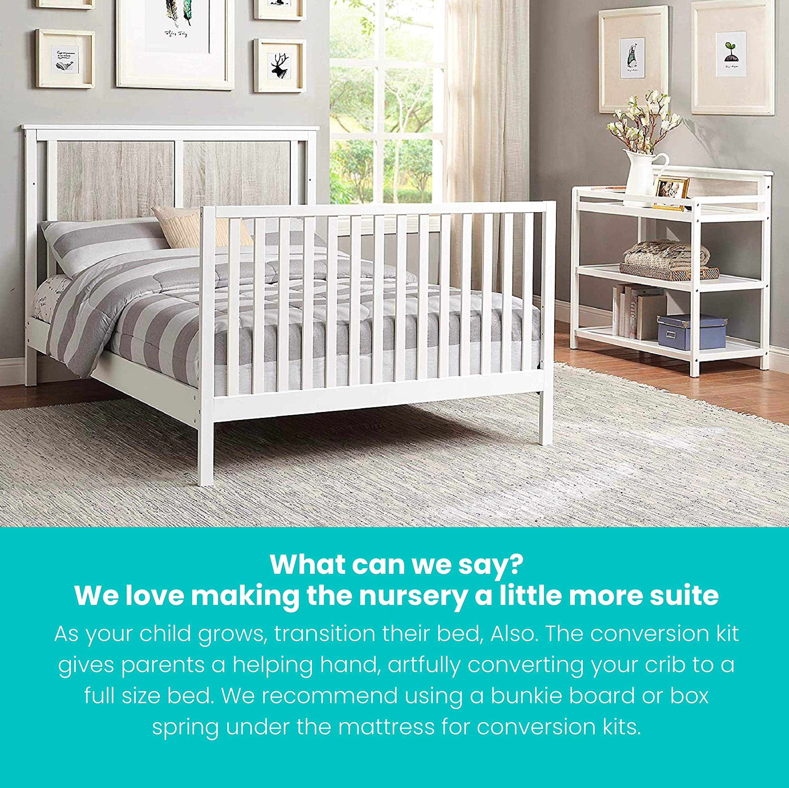 Connelly Crib to Full Bed Conversion Kit - Adjustable White Baby Crib Transformer | Quick Ship | Converts to Full Size Bed | Perfect for Growing Toddlers & Nursery Room Upgrade