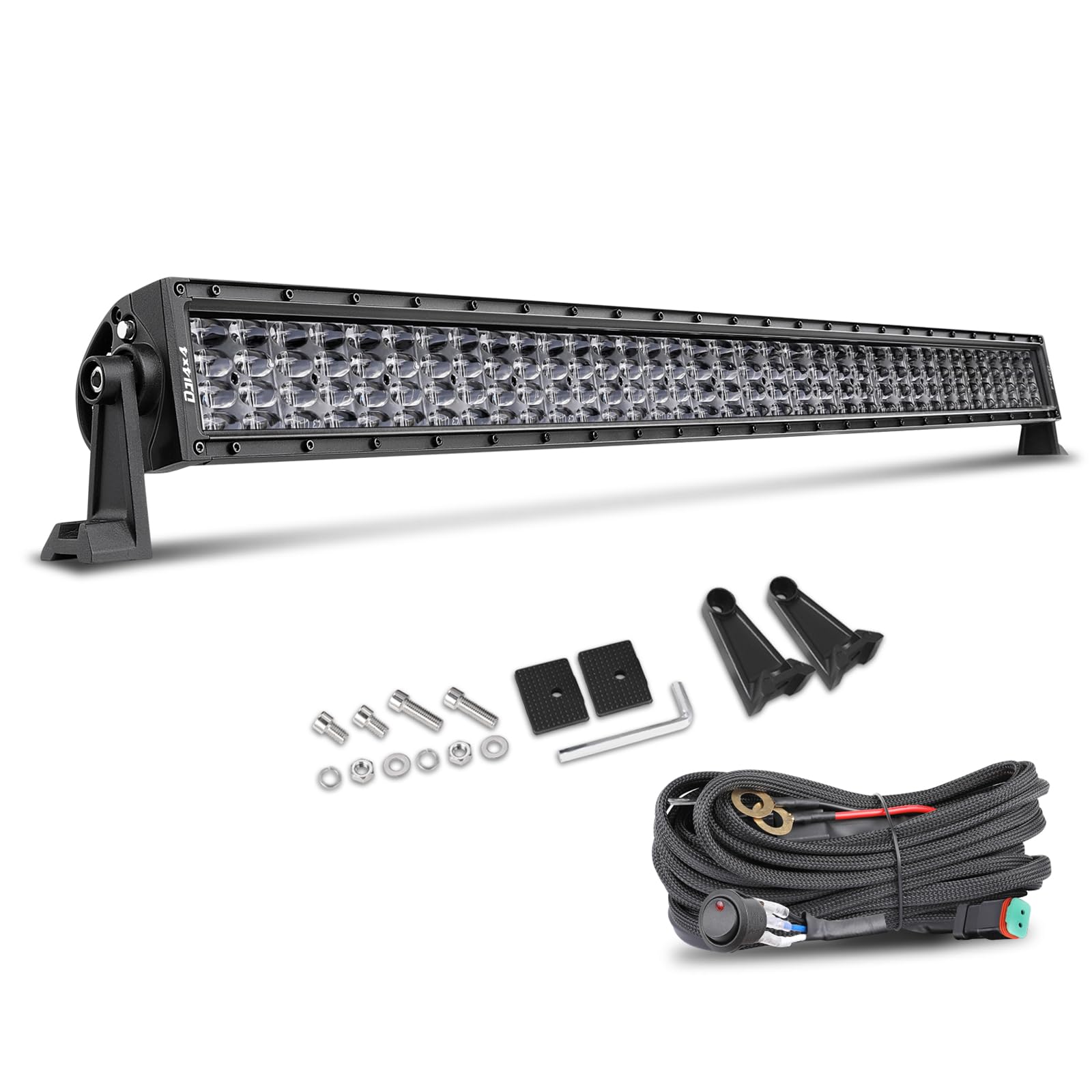 40 Inch 640W Quad Row LED Light Bar - Off Road Driving Light with Spot Flood Combo Beam, Wiring Harness & Mounting Kit - Waterproof LED Work Light for Trucks, Pickup, SUV, UTV, ATV, Boat - Perfect for Night Off-Roading, Camping & Emergency Lighting