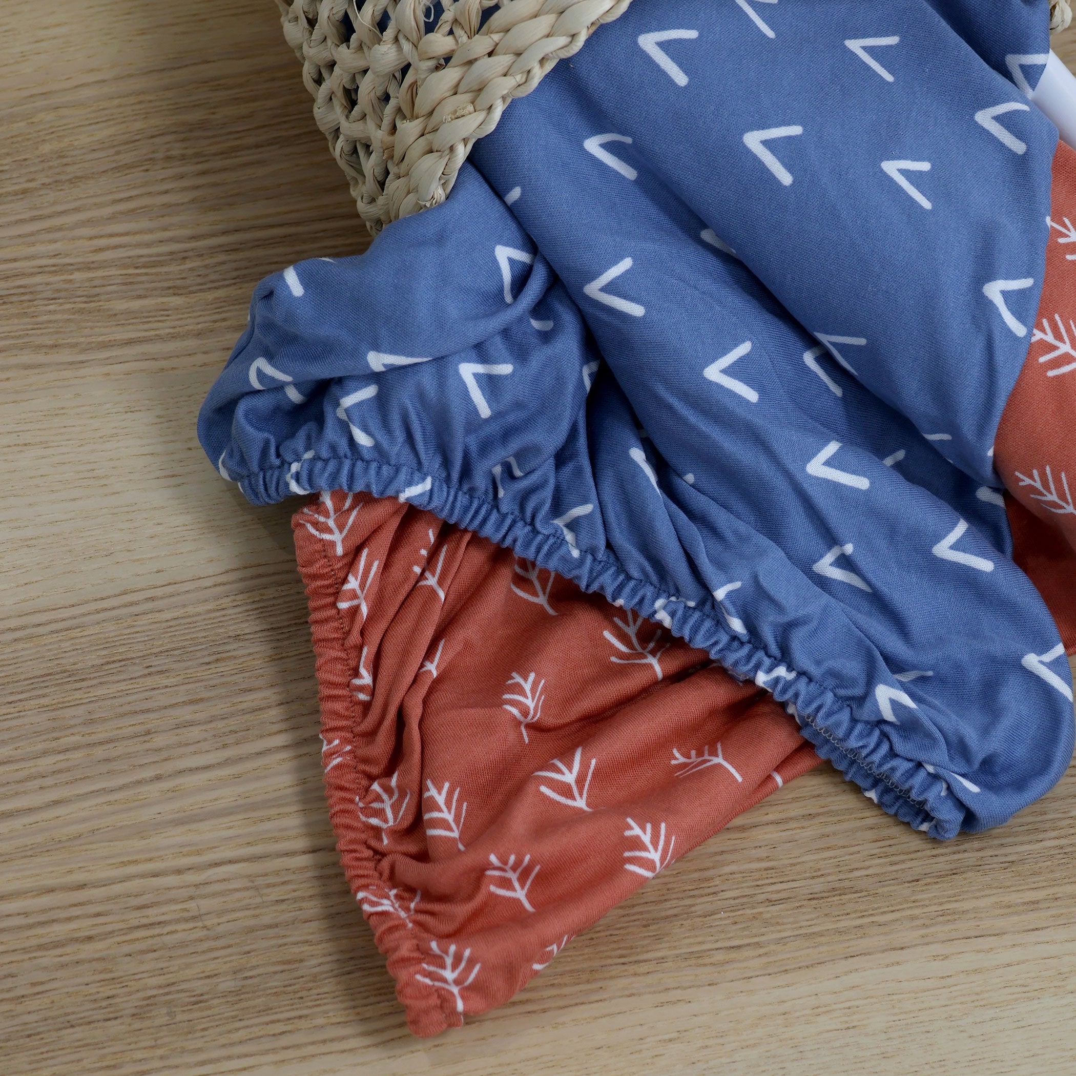 Nordic 2-Pack Jersey Cotton Co-Sleeper & Bedside Sleeper Fitted Crib Sheets - Soft Breathable Baby Bedding (Denim & Clay) for Nursery, Daycare & Travel