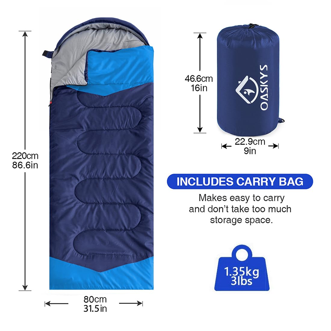 Ultra-Lightweight 3-Season Waterproof Sleeping Bag for Camping - Warm & Cool Weather Comfort for Adults & Kids - Perfect for Hiking, Backpacking, Travel & Outdoor Adventures