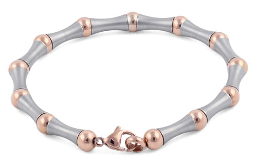 Stainless Steel & Rose Gold Plated Bead Bar Bracelet for Women - Elegant Stackable Jewelry for Everyday Wear, Parties & Gifts