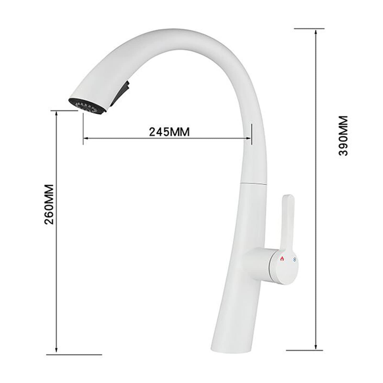 Stainless Steel Pull Down Kitchen Faucet with Sprayer - White Modern Water Saving Mixer Tap for Sink | Perfect for Cooking, Washing Dishes & Filling Pots