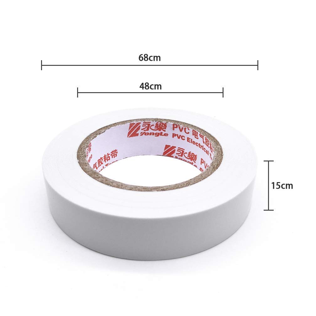10 Pack 15mm×18m PVC Electrical Insulation Tape - Waterproof, Flame Retardant, General Purpose Adhesive Tape (White) for Wiring, Repairs & DIY Projects