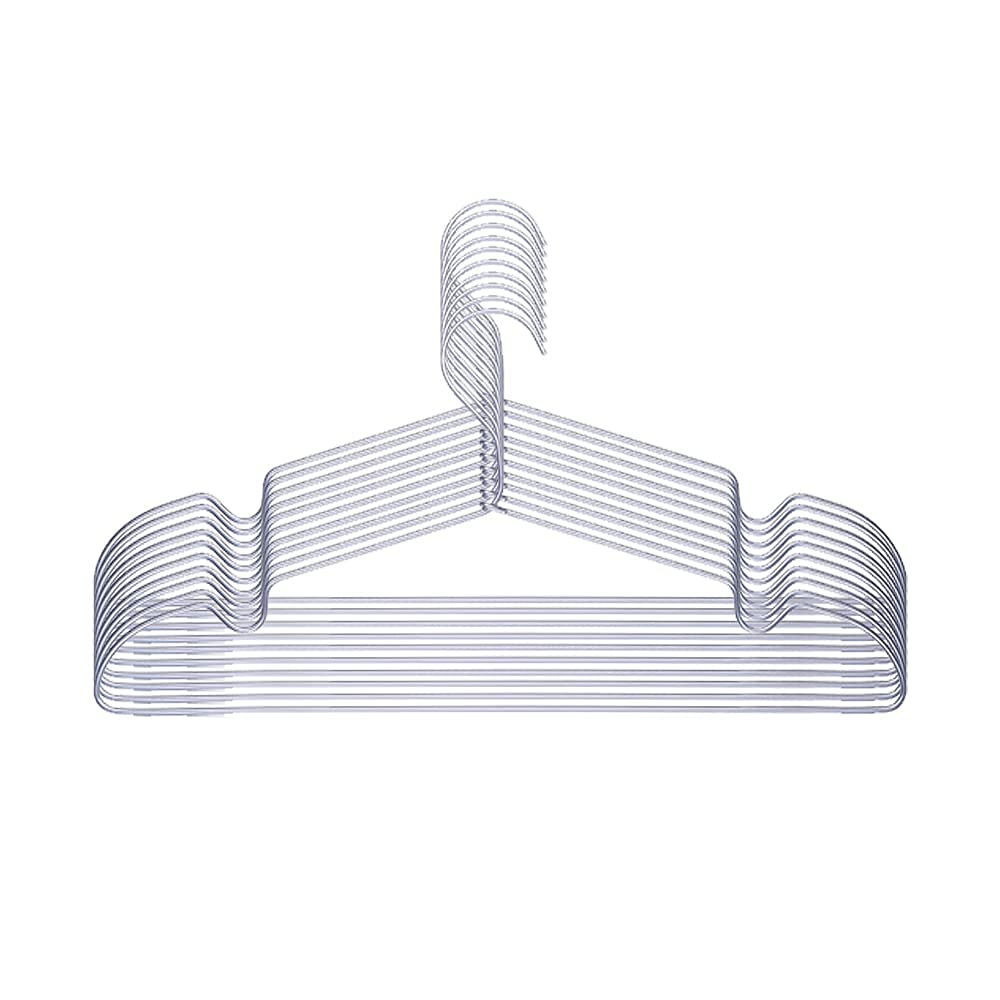 10-Pack Metal Wire Clothes Hangers with Grooves - Heavy Duty Suit Hangers for Shirts, T-Shirts, Jackets & Coats - Space Saving Closet Organization for Home, Office and Retail Stores