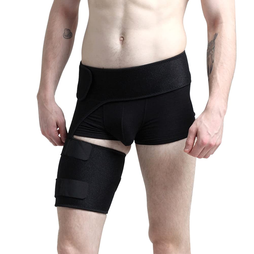 Stabilizing Hip Brace Thigh Compression Sleeve Wrap - Sciatica Pain Relief & Hamstring Support for Men & Women - Ideal for Running, Workouts & Injury Recovery